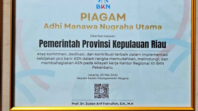 Kepri Raih Penghargaan BKN Berkat Konsistensi Terapkan Kebijakan ASN