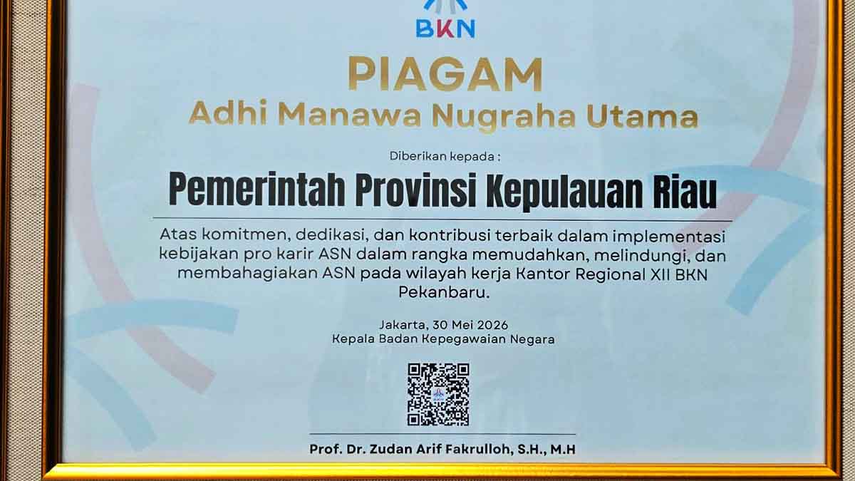 Kepri Raih Penghargaan BKN Berkat Konsistensi Terapkan Kebijakan ASN